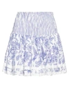 Place Nationale Woman Mini Skirt Blue Size 2 Linen In Blue
