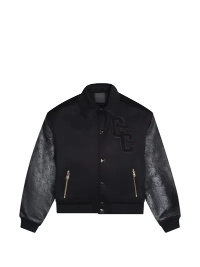 Place Of Elms Embossed-sleeve Embroidered Jacket In Black