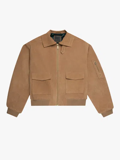 Place Of Elms Gold Sand Suede Jacket In Brown