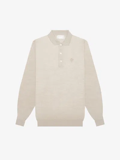 Place Of Elms Long-sleeve Logo-embroidered Polo Shirt In Neutral