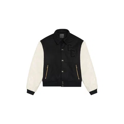 Place Of Elms Men's Black Collective Consciousness Varsity Bomber Jacket