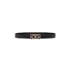 Place Of Elms Men's Black Double Diamond Reversible Leather Belt In Gold In Black