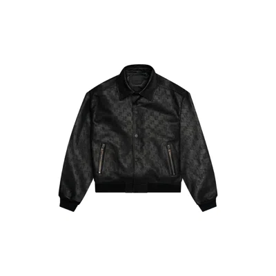 Place Of Elms Men's Black Sapphire Monolink Leather Bomber