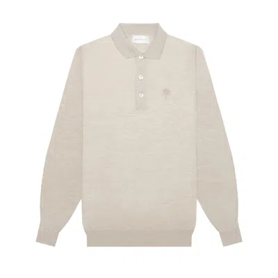 Place Of Elms Men's Brown / Gold / Neutrals Hazelnut Amalfi Long Sleeve Polo In Multi