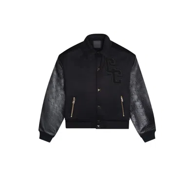 Place Of Elms Men's Collective Consciousness Varsity Bomber Jacket Blackout Edition