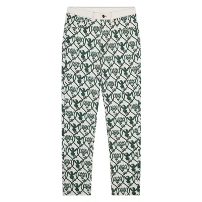 Place Of Elms Men's Green / White Spiritual Guardian Denim Pants In Multi