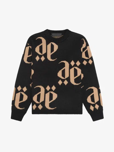 Place Of Elms Monolink-jacquard Crew-neck Sweater In Black