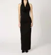 Place Showroom Xenia Cowl Neck Halter Maxi Dress In Black In Black