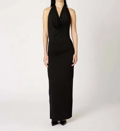 Place Showroom Xenia Cowl Neck Halter Maxi Dress In Black