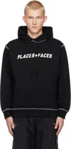 Places+faces Black Contrast Stitch Hoodie In Black