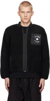 Places+faces Mens Black Sherpa Brand-embroidery Regular-fit Woven-blend Jacket In Black