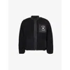 Places+faces Mens Black Sherpa Brand-embroidery Regular-fit Woven-blend Jacket In Black
