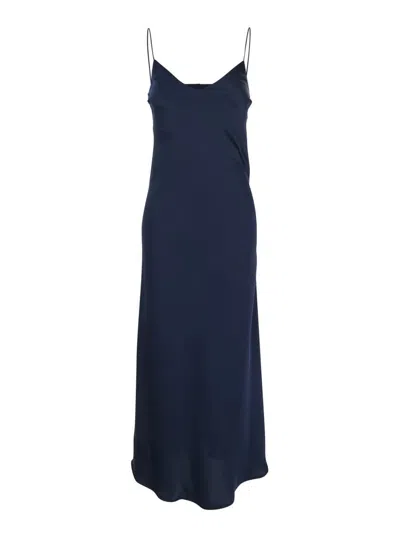 Plain Abito Lungo Slipdress In Blue