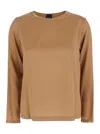 Plain Beige Long Sleeves Blouse In Neutrals