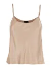 Plain Beige Top With Spaghetti Straps In Neutrals