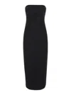 Plain Black Bustier Dress With Slit In Tech Fabric Woman In Black
