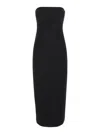 Plain Black Bustier Dress With Slit In Tech Fabric Woman In Black