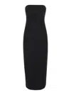 Plain Black Bustier Dress With Slit In Tech Fabric Woman In Black