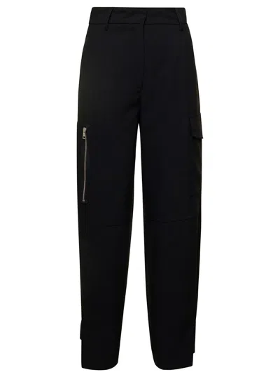 Plain Black Cargo Pants With Pockets Woman