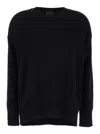 Plain Black Crewneck Sweater In Cashmere Woman In Black