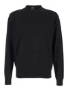 Plain Black Crewneck Sweater In Merino Wool And Silk Blend Man In Black