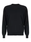 Plain Black Crewneck Sweater In Wool And Cashmere Man In Black