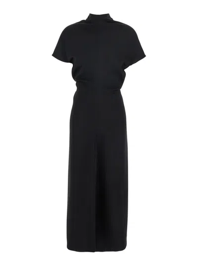 Plain Black High Neck Dress