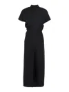 Plain Black High Neck Dress In Black