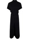 Plain Black High Neck Dress In Black