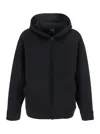 Plain Black Jacket With Fixed Hood And Two Front Pockets In Tech Fabric Woman In Black