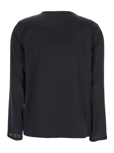 Plain Black Long Sleeves Blouse In Silk Woman