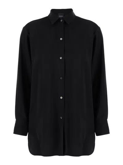 Plain Black Maxi Shirt With Buttons