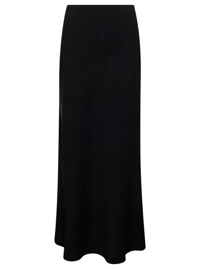 PLAIN BLACK 'MIDI' SKIRT WITH VOLANT DETAIL AT THE END IN SATIN WOMAN
