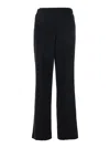 Plain Black Pants With Elastic Rear Waist And Wide Leg In Tech Fabric Woman In Black