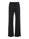 Plain Black Pants With Elastic Waist And Side Pockets