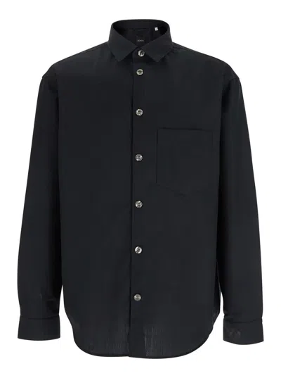 PLAIN BLACK SHIRT WITH CLASSIC COLLAR