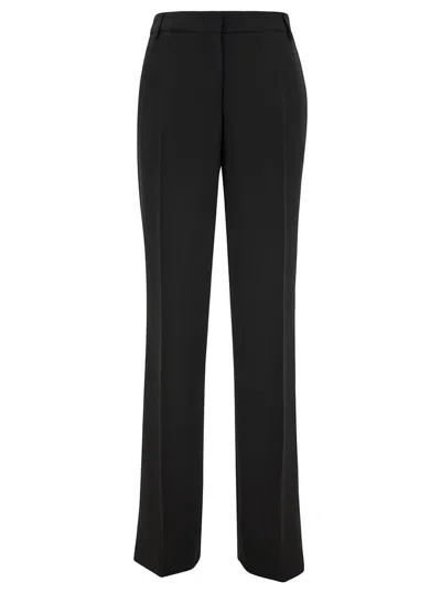 Plain Black Straight Pants With Concealed Closure