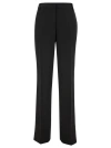Plain Straight Black Pants With Belt Loops In Fabric Woman In Black