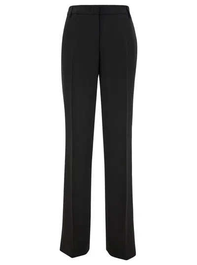 Plain Black Straight Pants With Concealed Closure In Candy Woman