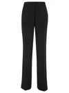 Plain Straight Black Pants With Belt Loops In Fabric Woman In Black