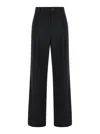 Plain Grey High Waist Pants With Check Motif In Fabric Woman In Black