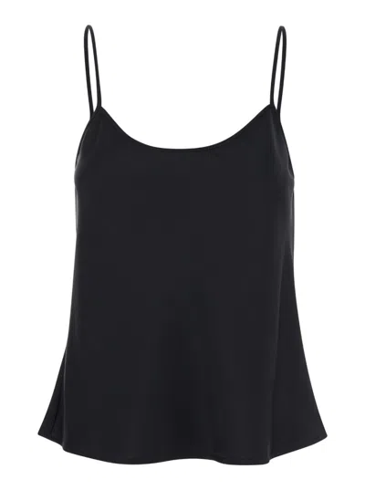 Plain Black Tank Top With U Neckline