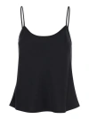 Plain Black Top With Spaghetti Straps In Satin Woman In Blue