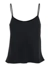 Plain Black Top With Spaghetti Straps In Satin Woman In Blue