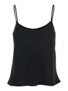Plain Black Top With Spaghetti Straps In Satin Woman In Blue