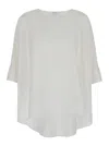 PLAIN WHITE RELAXED U NECK BLOUSE IN FABRIC WOMAN