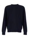 Plain Black Crewneck Sweater With Ribbed Trims In Wool Man In Blue