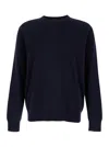 Plain Black Crewneck Sweater With Ribbed Trims In Wool Man In Blue