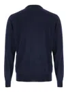 Plain Blue Crewneck Sweater In Wool And Cashmere Man In Blue