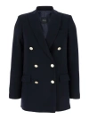 PLAIN BLUE DOUBLE-BREASTED JACKET WITH GOLDEN BUTTONS IN CADY